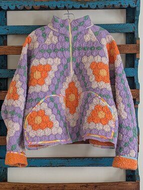 HANDMADE Porch Swing Quilt Pullover Hacket M/L
